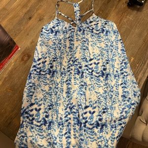 Blue and white shift dress fun top